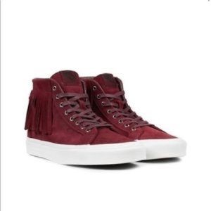 Vans Suede Port Royale Sk8 Hi Fringe Red Shoes 7.5